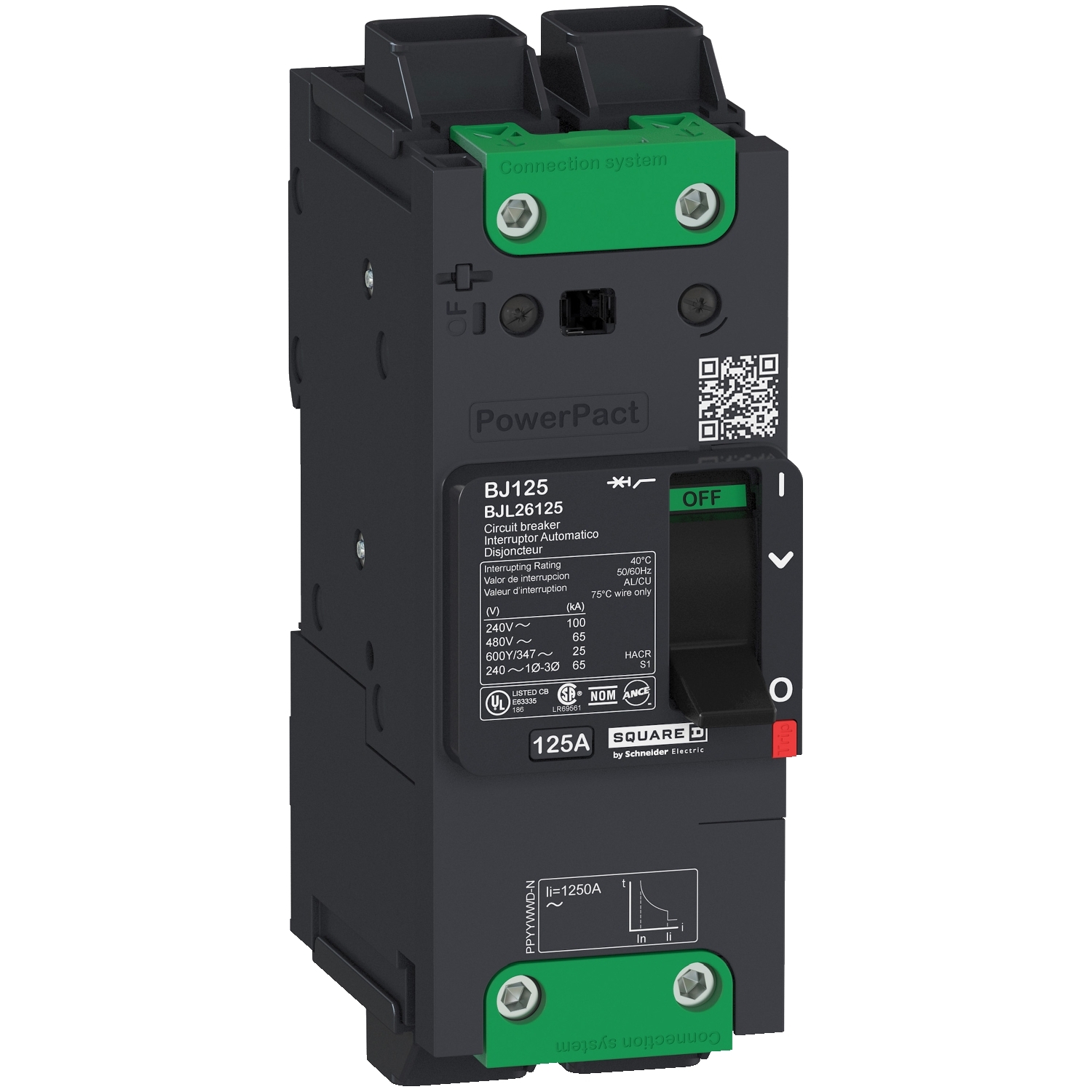 Schneider Electric Molded Case Circuit Breaker; 2-Pole; 30A; 600VAC/250VDC; 18kA @ 480VAC; Lugs - Both Ends; UL 489